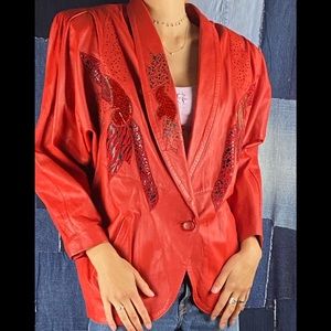 Vintage 90’s Leather Blazer Button Closure